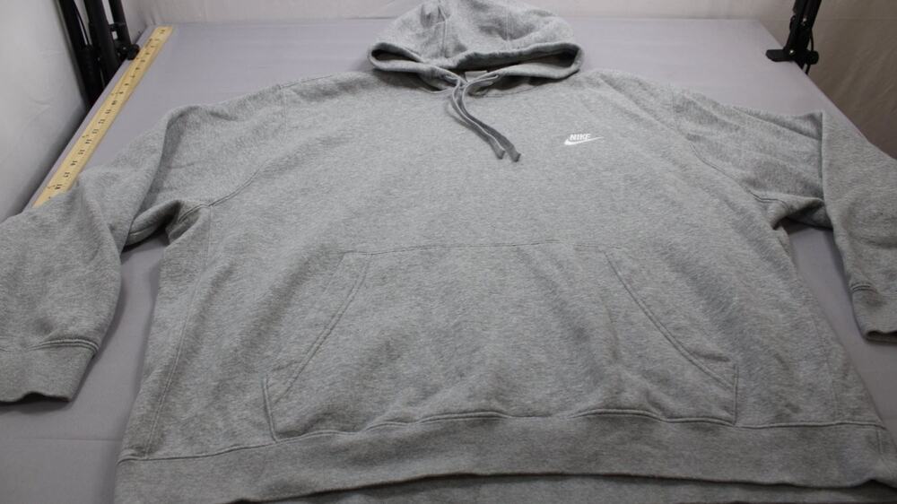 Nike Club Pullover Hoodie Mens XXL Heather Gray Embroidered Swoosh Hooded